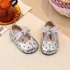 Zapatos de baile para niñas con lunares y encaje, zapatos pequeños de cuero, nuevo estilo otoño 2026, zapatos de princesa retro con lazo para niñas, modernos