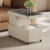 Mesa de Centro Móvil para Apartamentos Pequeños, Gabinete Lateral Moderno Minimalista, Sala de Estar de Lujo Ligero, Carrito Lateral Minimalista Estilo Italiano para Sofá Nuevo