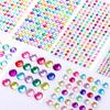 Pegatinas de Cristal de Diamante de Puntos de Colores, Pegatinas de Diseño DIY de Varios Tamaños, Pegatinas Faciales Decorativas de Maquillaje con Adhesivo Trasero