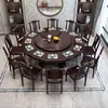 Nuevo Juego de Mesa y Sillas de Comedor de Madera Maciza Estilo Chino para Uso Doméstico, Mesa Redonda con Plato Giratorio, Mesa de Comedor Redonda con Inducción, Mesa Redonda Grande para Restaurantes