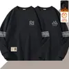 Moletom masculino outono e inverno, versátil, folgado, casual, moderno, gola redonda, com forro de fleece, peça básica estilosa