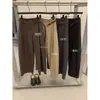 Calça Casual Simples Versátil Slimming Perna Reta para Mulheres Estilo Coreano Outono Chá Verde Limão 11238 (com cinto)