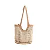 2026 Nuevo Estilo Bolso Tejido de Playa para Vacaciones en la Costa para Mujeres, Bolso de Mano de Punto Hueco, Bolso de Hombro de Gran Capacidad