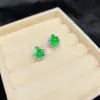 Pendientes de Calcedonia Verde Hielo Incrustada con Aguja de Plata 925 Ágata Verde Jade Pendientes de Jade Populares Pendientes Múltiples Opciones para Elegir