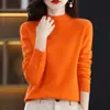 Suéter de Cachemira para Mujer Otoño e Invierno, Suéter Holgado de Cuello Medio Alto de Cachemira, Suéter Base de Lana Versátil, Engrosado