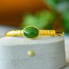 Pulsera de lujo con incrustaciones de cobre y jade Hetian, pulsera de jade dorado, jade, suministro en vivo de jade al por mayor