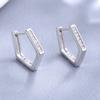Pendientes pentagonales de plata de ley S925 con tachuelas de diamante para hombre y mujer, temperamento, personalidad, modernos, hebilla de oreja geométrica, coreano, versátil