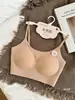 Ropa interior sin costuras de terciopelo cepillado para otoño e invierno para mujer, adecuada para usar en capas o como chaleco, con un pequeño push-up en el pecho y diseño de copa fija