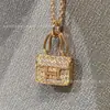 Colar Bolsa H Kankan de Prata Pura de Alta Qualidade para Mulheres, Corrente para Clavícula com Diamantes Inteiros em Ouro Rosa 18K de Luxo Leve de Nicho com Design Geométrico Exquisito