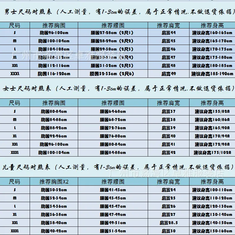 尺寸表(1)