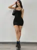 Nuevo vestido ajustado cruzado para mujer con cuello en U, tirantes ajustables, fruncido en los laterales y diseño reductor de cintura