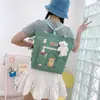 Bolsa de Lona Bolsa Transversal Feminina Bolsa de Ombro de Grande Capacidade Bolsa Multifuncional para Estudo e Tutoria Estilo Coreano Simples Mochila Bolsa de Estudante