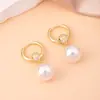 Brincos de Pérola para Mulheres, Luxo Acessível Francês, Brincos de Alta Qualidade, Brincos de Nicho, Brincos de Zircônia Banhados a Ouro Real