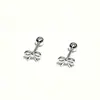 Pendientes de Flor Mini Lazo Corazón Pequeño de Plata Pura S999 para Mujer, Tornillos que No Necesitan Quitarse al Dormir