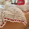 Juego de cuatro piezas estilo francés de encaje de algodón completo tipo A ins jacquard estilo coreano estilo princesa sábana de algodón puro funda de edredón dormitorio tres piezas