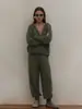Colección Otoño/Invierno 2026 Nueva Europea y Americana Transfronteriza: Cárdigan de punto con capucha y cremallera, ajuste relajado; Pantalones de corte ajustado; Conjunto de suéter de algodón puro