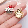 Aleación de Goteo de Aceite Dibujos Animados Helado Hamburguesa Pastel Pendientes Llavero Colgante Encanto Pequeña Joyería DIY Accesorios