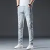 Calça Jeans Masculina Verão 2024 Marca Tendência Retro Slim Fit Stretch Casual Versátil Calça Longa para Homens