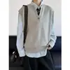 Colete Tricot Simples Casual Retrô Estilo Academia Unissex Cor Sólida Estilo Neutro Pulôver Sem Manga Gola V Para Camadas