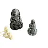 Colgante Amuleto Piedra de Llama Natural Piedra del Espíritu del Fuego Colgante de Buda Dragón para Hombres y Mujeres, Cabeza de Buda Guanyin, Colgante del Dios de la Riqueza