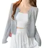 Cárdigan de punto protector del sol para mujer, chal ligero de verano para aire acondicionado, cobertura exterior, chaqueta corta fina
