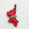 Chaveiro de Filhote de Couro Genuíno Feito à Mão Cordão Anti-Perda Pingente Chaveiro de Carro Bulldog Francês Chaveiro de Corda Trançada