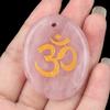 2338-Cristal Natural Ágata Grabado Símbolo Om Piedra de Palma Runa de Yoga Llavero DIY Colgante Accesorios