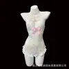 Noite profunda fofo macio coração janela de leite decote nó de borboleta cintura amarrada nádegas expostas qipao camisola sexy