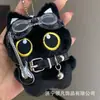Lindo Gato Negro Punk Muñeca Colgante Peluche Juguete Collar de Rock Guitarra Peluche Llavero