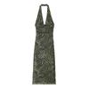 Estilo Europeo y Americano Popular en Amazon Aliexpress Tendencia de Moda Vestido de Tul Estampado Versátil Diseño de Cuello Halter para Mujer