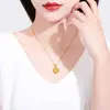 Nuevo Collar con Colgante de Paz de Filigrana Hueca de Cobre Chapado en Oro Vietnamita Transmisión en Vivo Comercio Electrónico Fábrica Venta al por Mayor