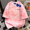 Camiseta de Manga Corta Tie-Dye Retro Estilo Americano 100% Algodón Puro para Hombres y Mujeres, Nuevo Estilo de Verano Holgada Adelgazante Cuello Redondo