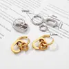 Pendientes Geométricos de Moda Europea y Americana, Pendientes Chapados en Oro de Acero de Titanio para Mujer, Pinzas para Orejas Simples y Versátiles Estilo Ins, Lujo Ligero y Sensación de Alta Gama