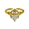 Anillo Abierto de Lujo Ligero Vintage de Forma Cuadrada con Incrustaciones de Diamantes de Circonia en Forma de Rombo, Anillo Exquisito de Corona Apilable de Nicho