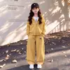 Conjunto deportivo para niñas, nueva colección otoño 2026, elegante y moderno, sudadera con capucha y cárdigan, conjunto de dos piezas para niñas mayores