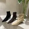 Chuyuji 2026 Otoño/Invierno Nuevas Botas Elásticas de Punta Fina y Tacón de Aguja, Botas Delgadas de Celebridad de Internet, Botines de Tacón Alto Mate para Commuting para Mujer