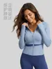 Chaqueta de Yoga Transfronteriza con Bloques de Color Durazno, Top Deportivo Ajustado con Cuello Alto