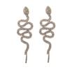 Nuevos Pendientes de Cabeza de Serpiente con Sentido de Diseño de Nicho Estilo Europeo y Americano Pendientes Largos Redondos Multicapa Completamente Incrustados