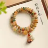 Pulsera de Doble Bucle Raíz de Bodhi Flor de Loto de Dunhuang para Mujer, Nueva Pulsera de Cuentas de Semillas de Bodhi Estilo Chino, Pulsera de Cuentas Budistas para Hombre