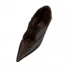 G5-12~Zapatos de Salón Mary Jane con Tacón de Cuña y Punta Francesa para Mujer, Nuevo Estilo Otoño/Invierno 2025, Zapatos de Algodón con Forro de Terciopelo