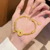 Nova Pulseira de Contas Redondas Oito Tesouros Bússola Cabaça Colorida Esmaltada da Loja de Ouro, Pulseira de Contas Redondas Fortuna e Prosperidade, Presente para Namorada, Atacado