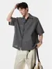 Camisa Xadrez Plissada de Manga Curta Estilo Hong Kong 2026 para Homens, Nova Tendência de Verão Ciboy Solta Casual