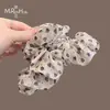 Presilha de Cabelo Nova Estilo Coreano Dongdaemun Nicho Tom Bege-Cinza Organza Poá para a Parte de Trás da Cabeça Acessório de Cabelo