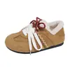Zapatos Peludos Retro de Suela Blanda Zapatos Birkenstock para Mujer Nuevo Estilo Otoño e Invierno 2026 Forrados de Felpa Cálidos con Cordones Zapatos de Entrenamiento Alemanes Zapatos de Algodón para Mujer