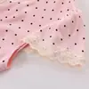 Vestido Largo Estilo Francés para la Hora del Té con Mangas Abullonadas y Lunares, Nuevo Estilo de Vacaciones Primavera 2026 Vestido de Encaje con Retazos para Mujer