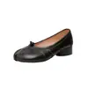 Nuevos Zapatos de Verano 2026 para Mujer que Aumentan la Altura, Dedos de Cerdo, Plisados Retro Ballet, Escotados, de Tacón Grueso, Dedos Divididos