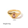 AliExpress Anel de Personalidade Retro Europeu e Americano Tendência da Moda Feminina Anel de Zircônia Joia de Aço Inoxidável Banhado a Ouro 18K