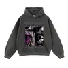 Moletom Desgastado 420g Pesado Outono e Inverno Espesso Masculino e Feminino Estilo Ins com Capuz Estampa de Estrela do Basquete Transfronteiriço