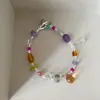 Pulseira Colorida Irregular de Cristal com Contas Dopamina Doce Fresca para Mulheres Luxo Leve Alta Qualidade Moda Tendência Anel de Mão Joia de Mão