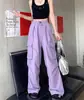Pantalones Casuales Rectos de Trabajo Harajuku Retro Hip-Hop de la Calle Principal Americana con Bolsillos, Pantalones Paracaídas Plisados, Pantalones Largos Sueltos